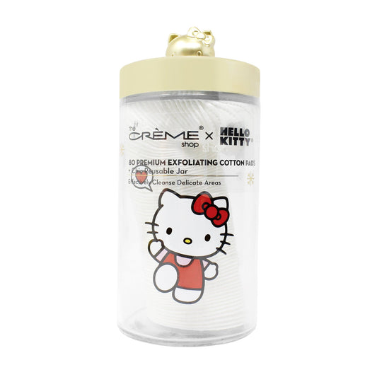 Hello Kitty Chic Large Reusable Jar + Premium Cotton Pads – Holiday Matte Gold