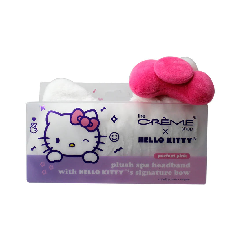 THE CRÈME SHOP X HELLO KITTY (PURPLE) PLUSH HEADYBAND™ W/SIGNATURE BOW - PERFECT PINK