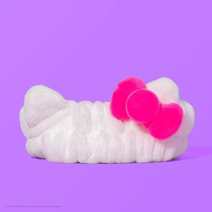 THE CRÈME SHOP X HELLO KITTY (PURPLE) PLUSH HEADYBAND™ W/SIGNATURE BOW - PERFECT PINK